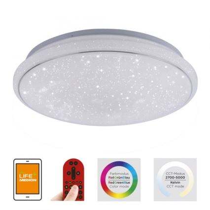 Leuchten Direkt 14743-16 - LED RGB Stmívatelné stropní svítidlo JUPI LED/28W/230V Tuya 2700-5000K + dálkové ovládání
