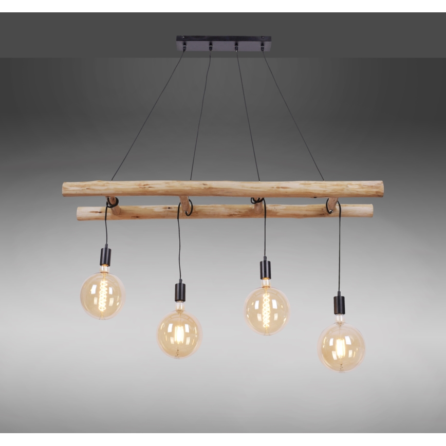 Leuchten Direkt 15025-18 - Lustr na lanku EDGAR 4xE27/60W/230V eukalyptus