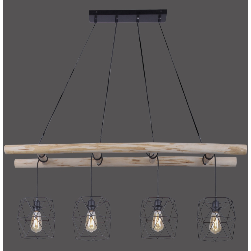 Leuchten Direkt 15036-18 - Lustr na lanku EDGAR 4xE27/60W/230V eukalyptus