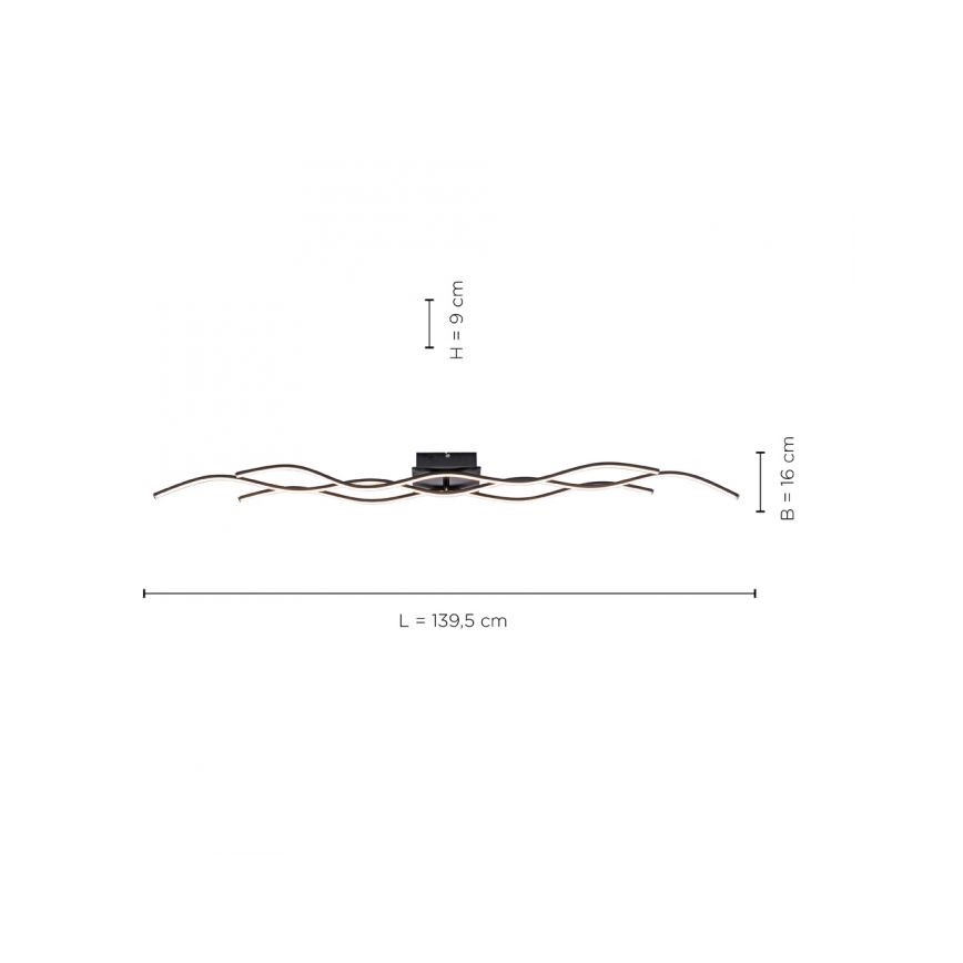 Leuchten Direkt 15167-18-LED Přisazený lustr WAWE 2xLED/12,5W/230V+1xLED/17W černá