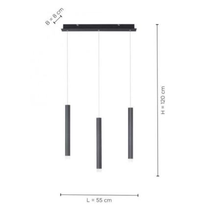 Leuchten Direkt 15203-18 - LED Lustr na lanku 3xLED/4,8W/230V černá