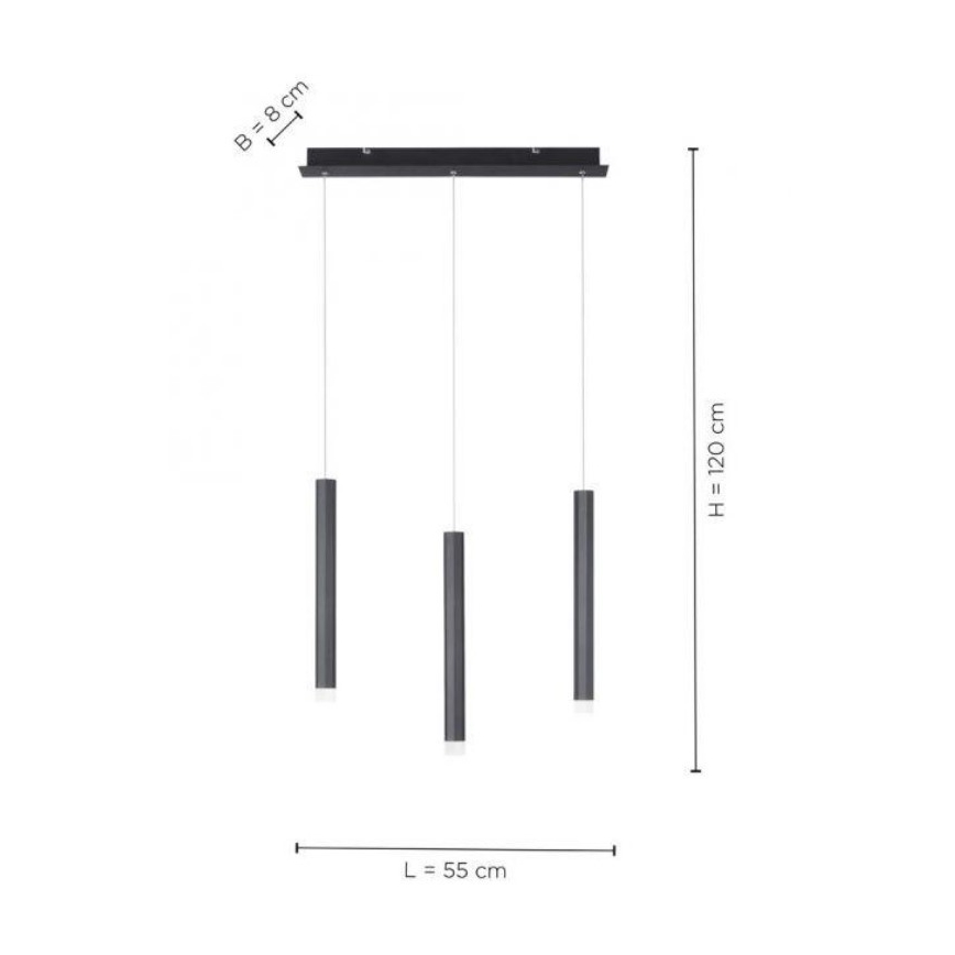 Leuchten Direkt 15203-18 - LED Lustr na lanku 3xLED/4,8W/230V černá