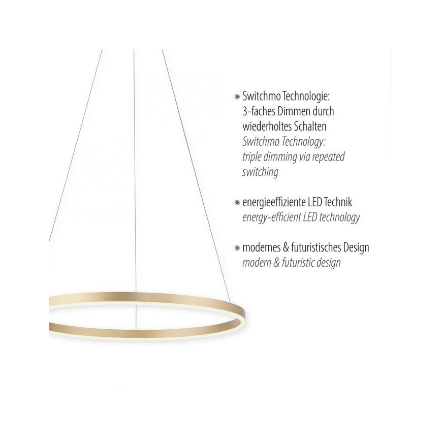 Leuchten Direkt 15394-60 - LED Stmívatelný lustr na lanku RITUS LED/30W/230V mosaz