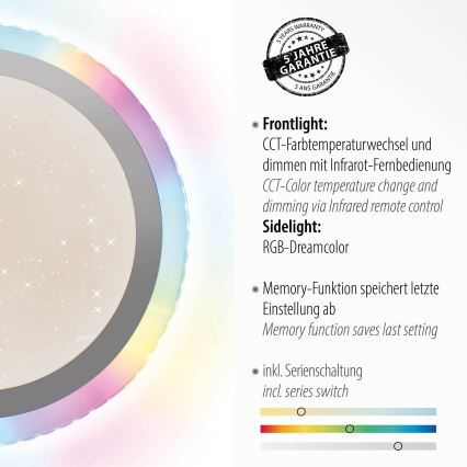 Leuchten Direkt 15411-21- LED RGB Stmívatelné stropní svítidlo CYBA LED/26W/230V + dálkové ovládání