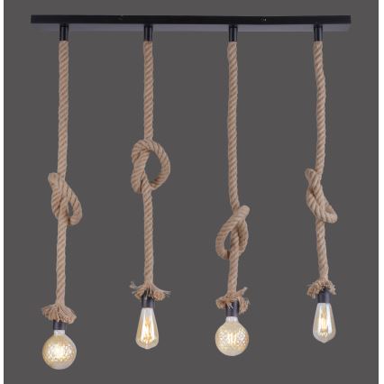 Leuchten Direkt 15487-18 - Lustr na lanku ROPE 4xE27/15W/230V