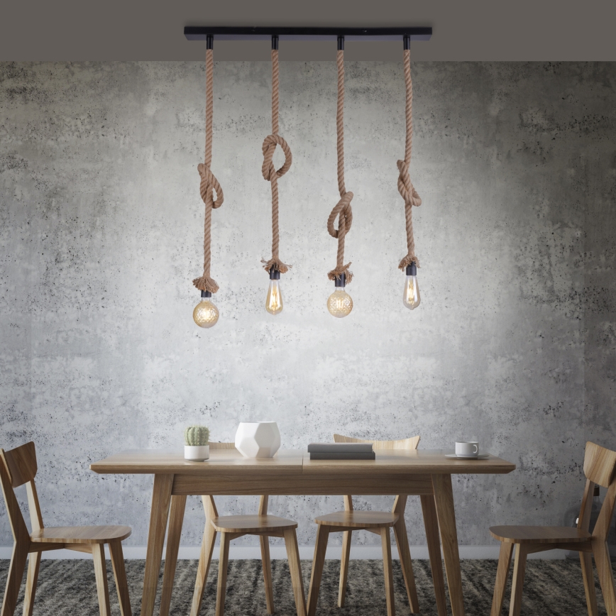 Leuchten Direkt 15487-18 - Lustr na lanku ROPE 4xE27/15W/230V