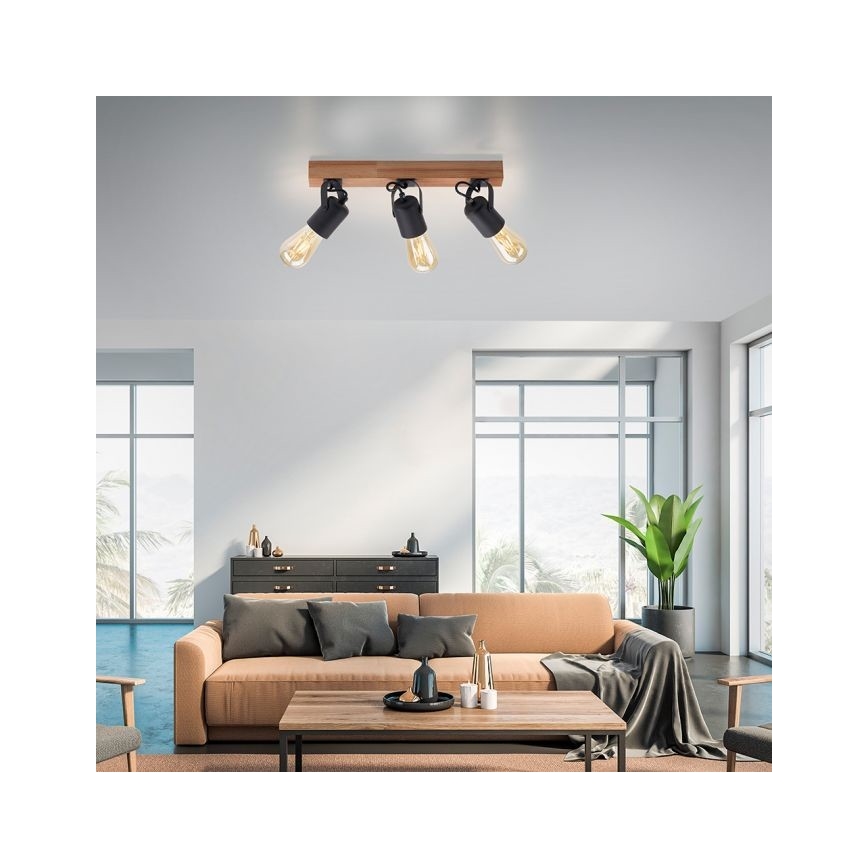 Leuchten Direkt 15633-18 - Bodové svítidlo CANOP 3xE27/60W/230V akácie