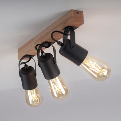 Leuchten Direkt 15633-18 - Bodové svítidlo CANOP 3xE27/60W/230V akácie