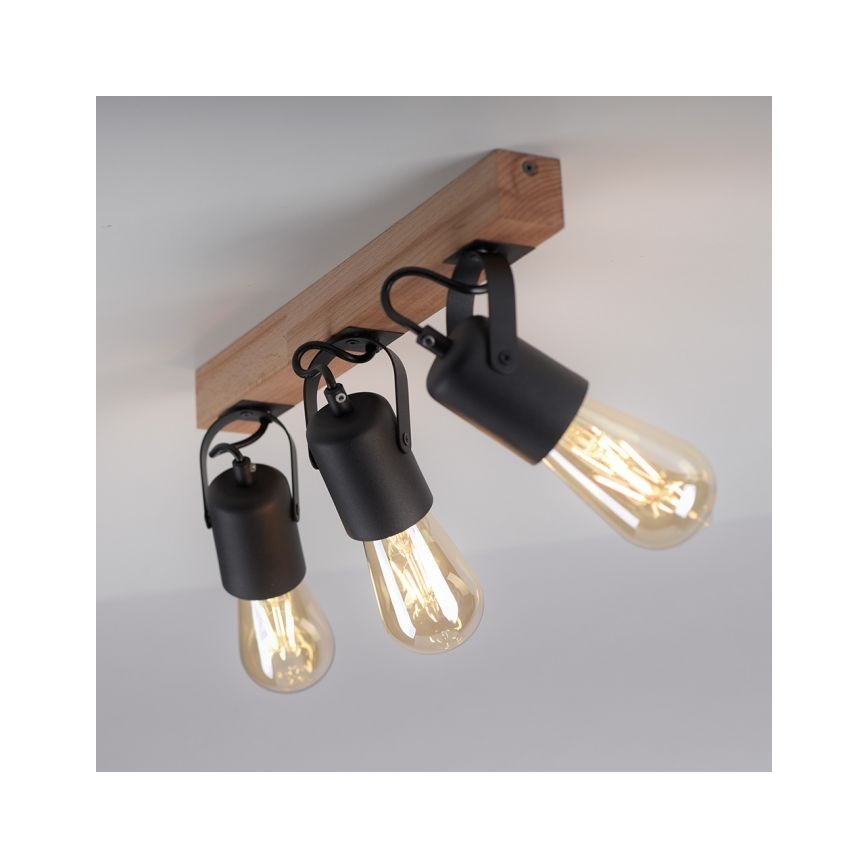 Leuchten Direkt 15633-18 - Bodové svítidlo CANOP 3xE27/60W/230V akácie