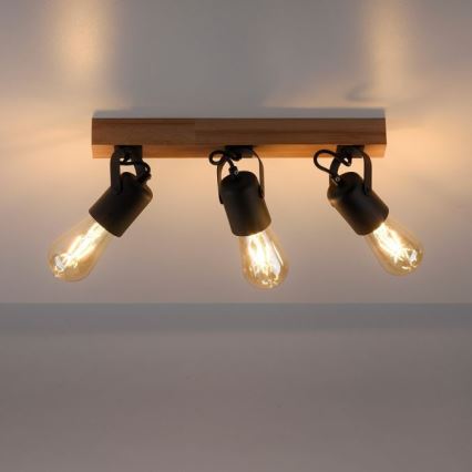 Leuchten Direkt 15633-18 - Bodové svítidlo CANOP 3xE27/60W/230V akácie