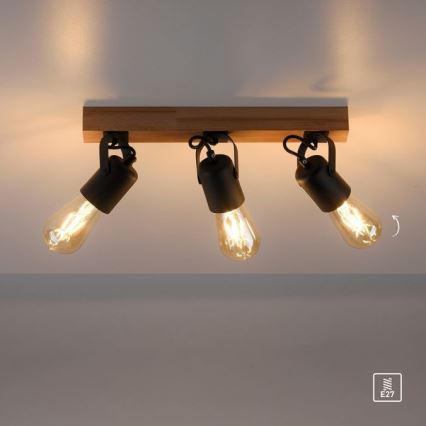 Leuchten Direkt 15633-18 - Bodové svítidlo CANOP 3xE27/60W/230V akácie