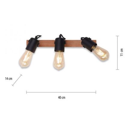 Leuchten Direkt 15633-18 - Bodové svítidlo CANOP 3xE27/60W/230V akácie