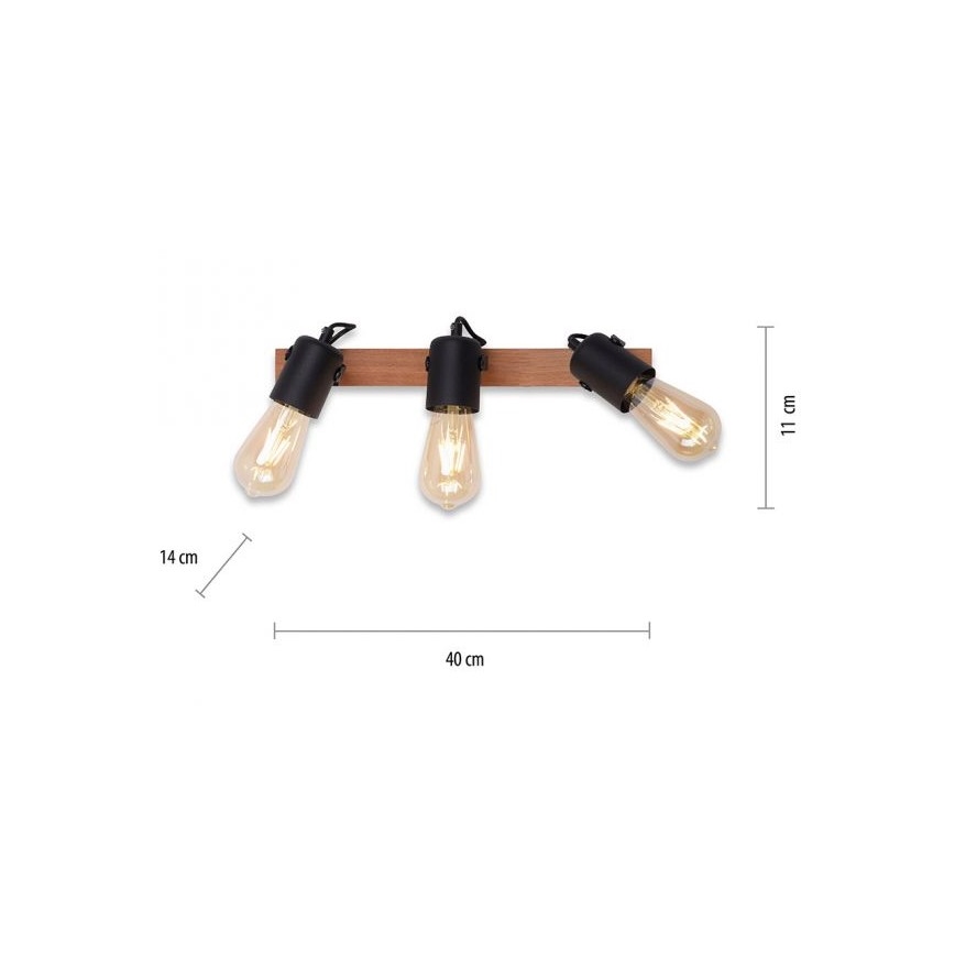 Leuchten Direkt 15633-18 - Bodové svítidlo CANOP 3xE27/60W/230V akácie