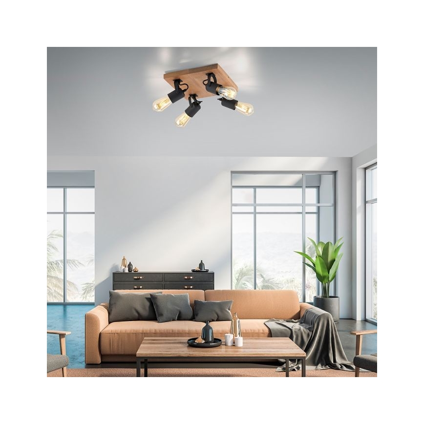 Leuchten Direkt 15634-18 - Bodové svítidlo CANOP 4xE27/60W/230V akácie