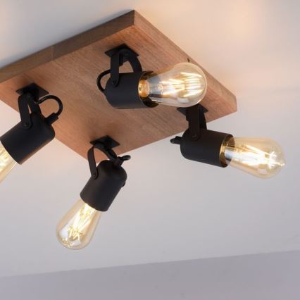 Leuchten Direkt 15634-18 - Bodové svítidlo CANOP 4xE27/60W/230V akácie