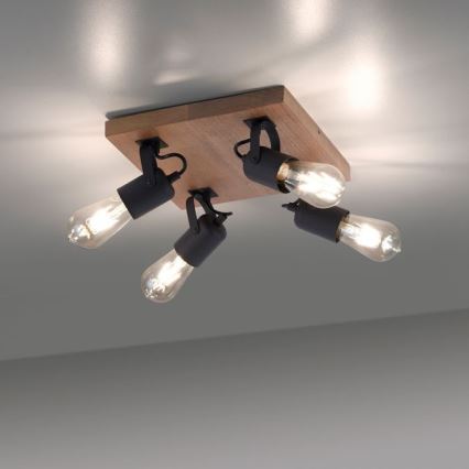 Leuchten Direkt 15634-18 - Bodové svítidlo CANOP 4xE27/60W/230V akácie