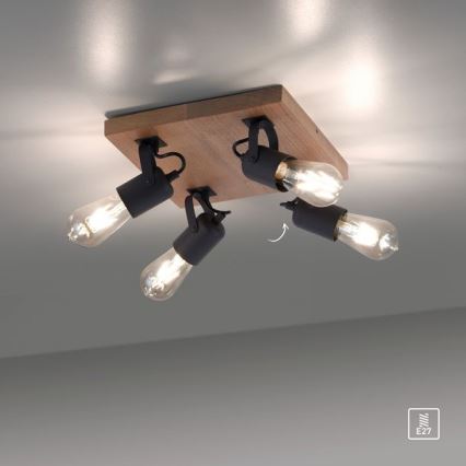 Leuchten Direkt 15634-18 - Bodové svítidlo CANOP 4xE27/60W/230V akácie