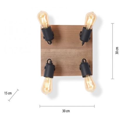 Leuchten Direkt 15634-18 - Bodové svítidlo CANOP 4xE27/60W/230V akácie