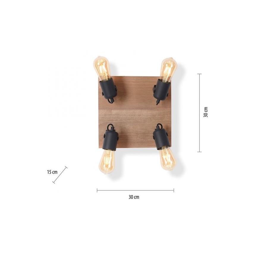 Leuchten Direkt 15634-18 - Bodové svítidlo CANOP 4xE27/60W/230V akácie