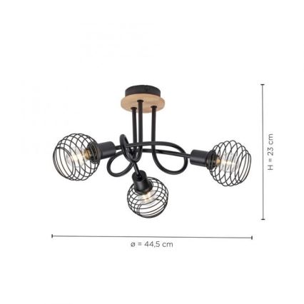 Leuchten Direkt 15923-79 - Přisazený lustr EUGEN 3xE14/40W/230V dub