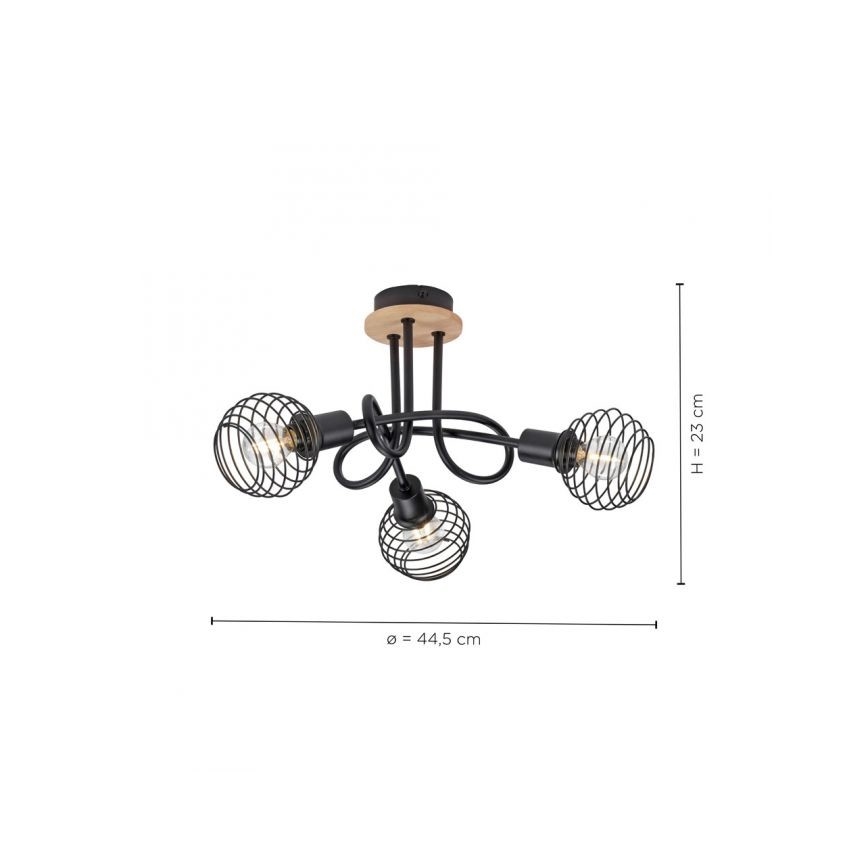 Leuchten Direkt 15923-79 - Přisazený lustr EUGEN 3xE14/40W/230V dub