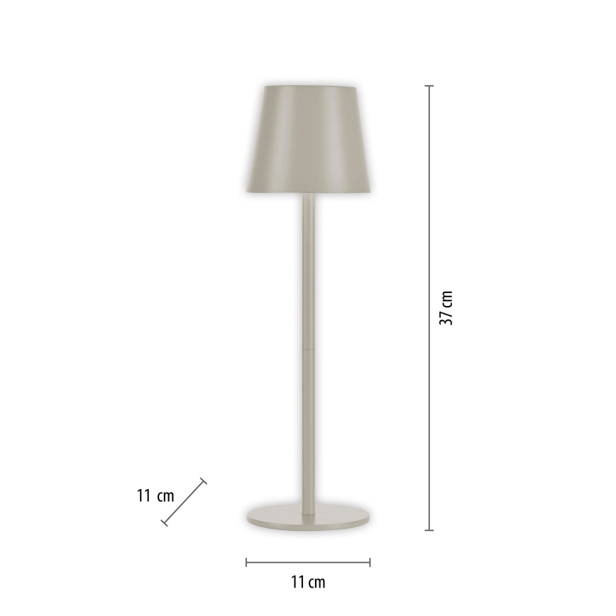 Leuchten Direkt 19250-40 - LED Venkovní stmívatelná nabíjecí stolní lampa EURIA LED/3W/5V 2600 mAh IP54 šedá
