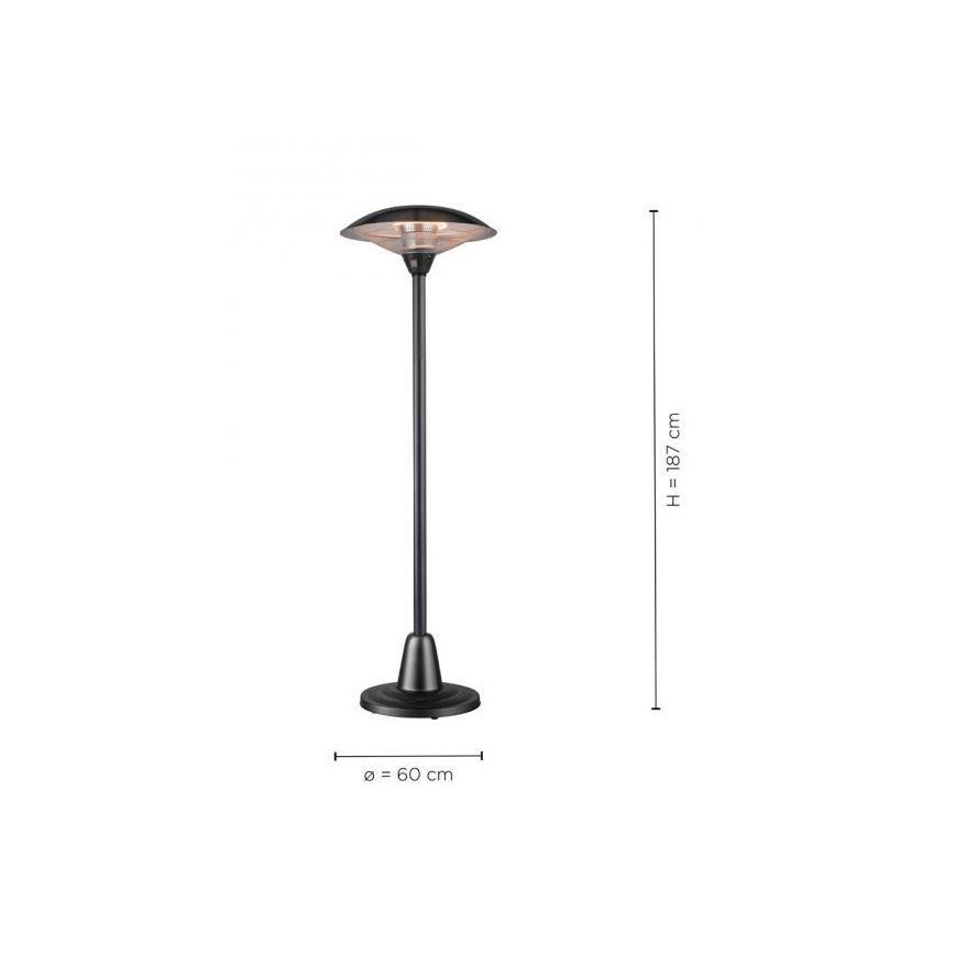 Leuchten Direkt 99501-18 - Venkovní topné těleso GLOW 1500-3000W/230V 1,87 m IP34 černá