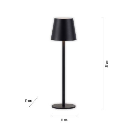 Leuchten Direkt 19250-18 - LED Venkovní stmívatelná nabíjecí stolní lampa EURIA LED/3W/5V 2600 mAh IP54 černá