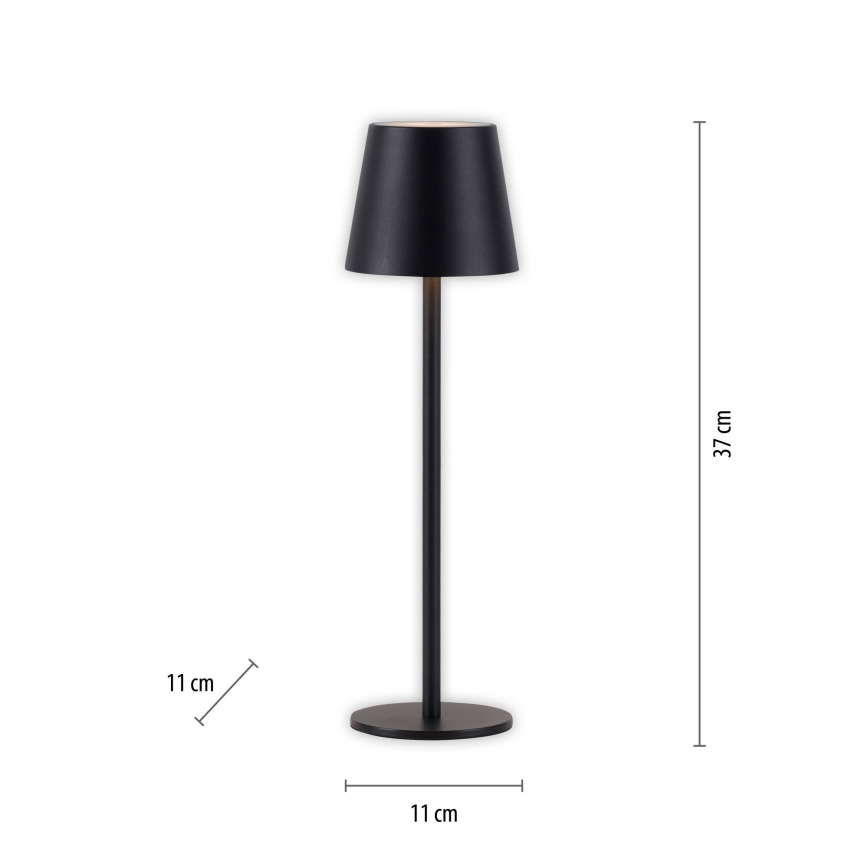Leuchten Direkt 19250-18 - LED Venkovní stmívatelná nabíjecí stolní lampa EURIA LED/3W/5V 2600 mAh IP54 černá
