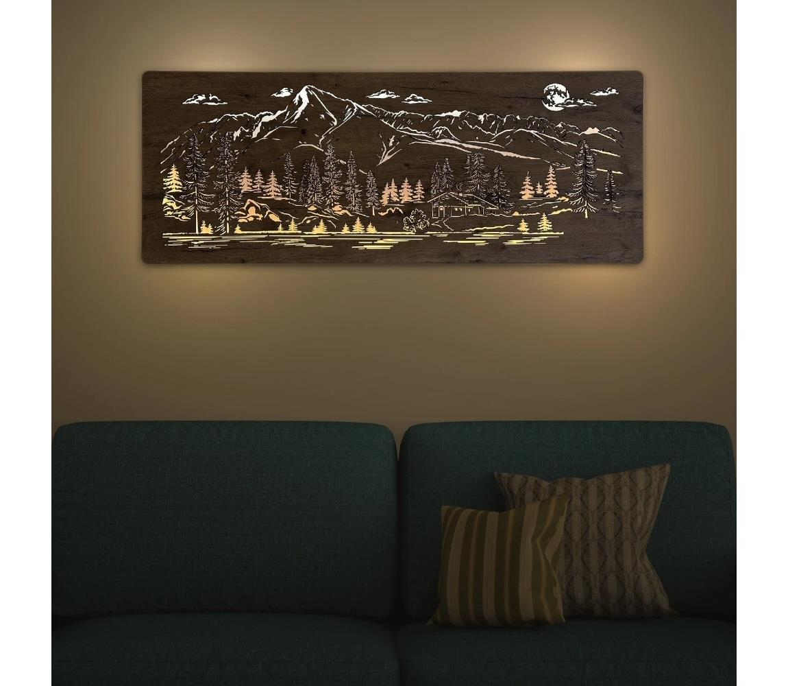 Li-Go 23521/OVL/DUB3 - LED Nástěnná dekorace LED/10W/5V 30000 mAh 130x50 cm dub 23521/OVL/DUB3