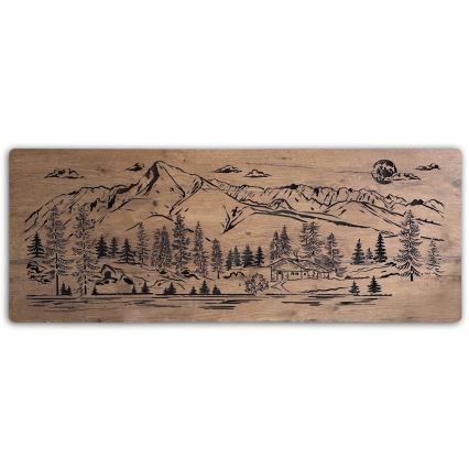 Li-Go 23521/OVL/DUB3 - LED Stmívatelná nástěnná dekorace LED/10W/5V 30000 mAh 130x50 cm dub/Chata v horách