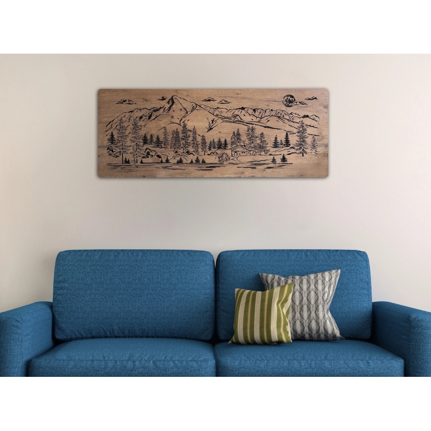 Li-Go 23524/DUB2 - LED Stmívatelná nástěnná dekorace LED/24W/230V 130x50 cm dub/Chata v horách