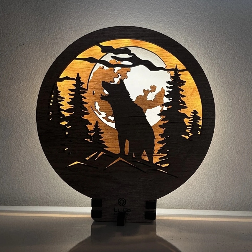 Li-Go 23574/DUB2 - LED Stmívatelná stolní dekorace LED/12W/230V 20x22 cm dub