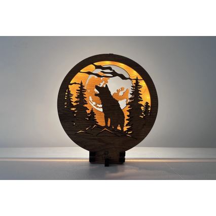 Li-Go 23574/DUB2 - LED Stmívatelná stolní dekorace LED/12W/230V 20x22 cm dub