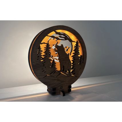 Li-Go 23574/DUB2 - LED Stmívatelná stolní dekorace LED/12W/230V 20x22 cm dub