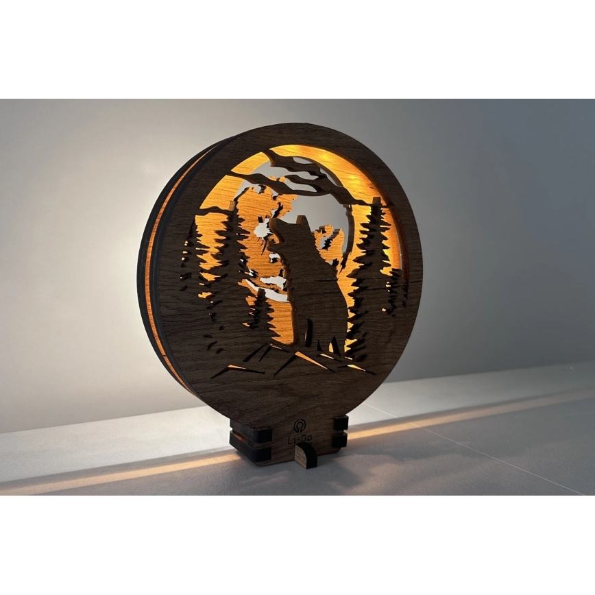 Li-Go 23574/DUB2 - LED Stmívatelná stolní dekorace LED/12W/230V 20x22 cm dub