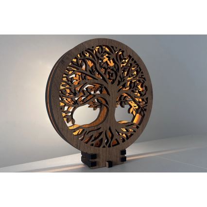 Li-Go 23577/DUB2 - LED Stmívatelná stolní dekorace LED/12W/230V 20x22 cm dub/Strom života