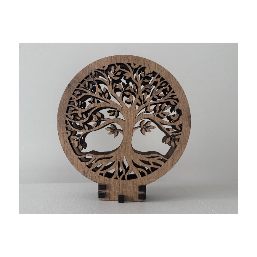 Li-Go 23577/DUB2 - LED Stmívatelná stolní dekorace LED/12W/230V 20x22 cm dub/Strom života