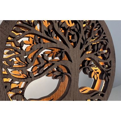 Li-Go 23577/DUB2 - LED Stmívatelná stolní dekorace LED/12W/230V 20x22 cm dub/Strom života