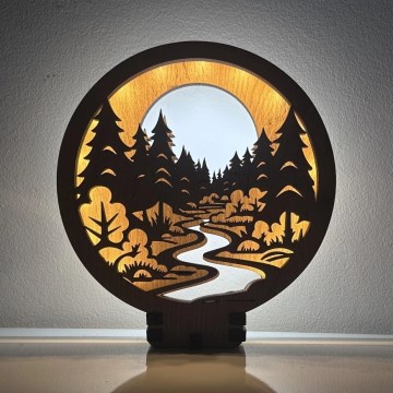 Li-Go 23580/DUB2 - LED Stmívatelná stolní dekorace LED/12W/230V 20x22 cm dub/les