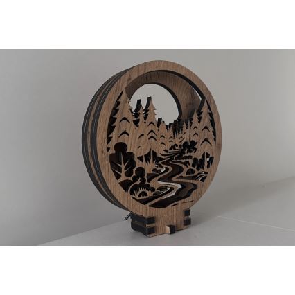 Li-Go 23580/DUB2 - LED Stmívatelná stolní dekorace LED/12W/230V 20x22 cm dub/V lese