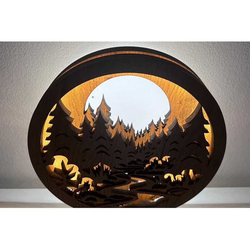 Li-Go 23580/DUB2 - LED Stmívatelná stolní dekorace LED/12W/230V 20x22 cm dub/V lese