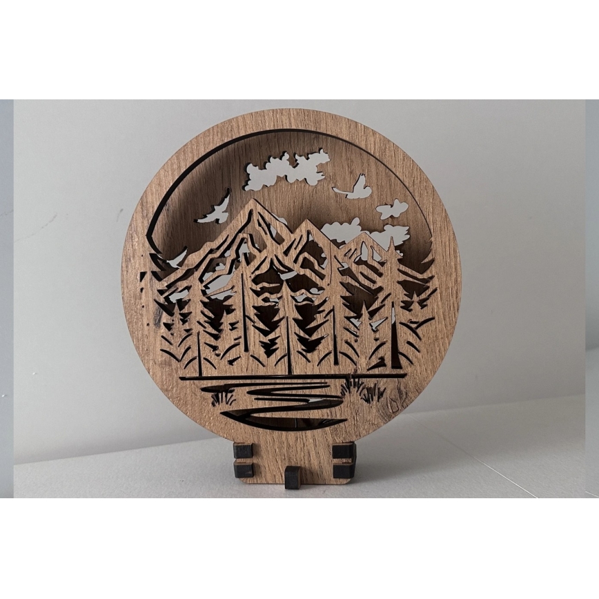 Li-Go 23583/DUB2 - LED Stmívatelná stolní dekorace LED/12W/230V 20x22 cm dub/hory