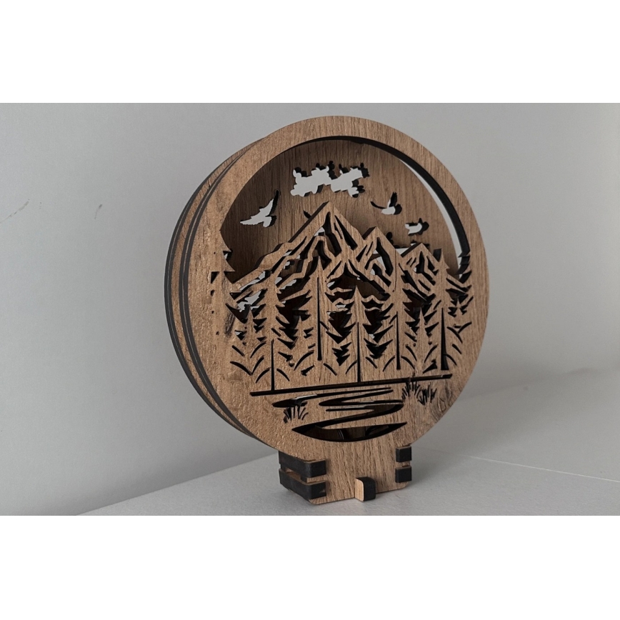 Li-Go 23583/DUB2 - LED Stmívatelná stolní dekorace LED/12W/230V 20x22 cm dub/hory