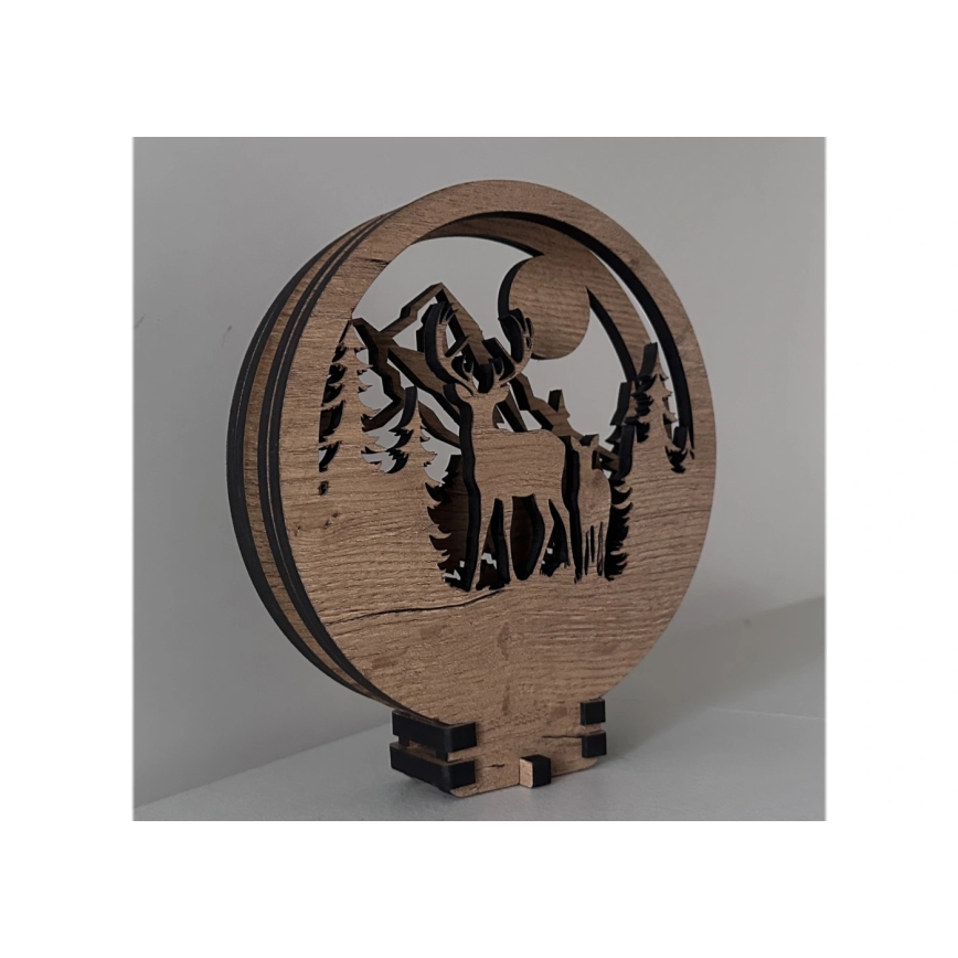 Li-Go 23592/DUB2 - LED Stmívatelná stolní dekorace LED/12W/230V 20x22 cm dub/jelen