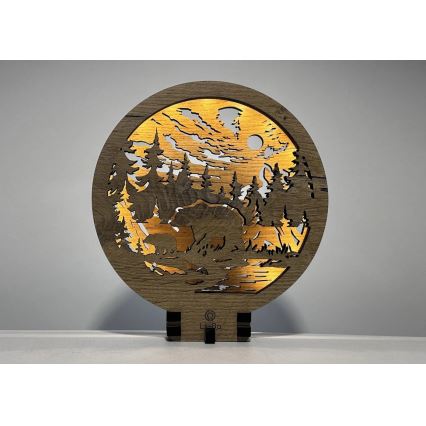 Li-Go 23595/DUB2 - LED Stmívatelná stolní dekorace LED/12W/230V 20x22 cm dub/medvěd