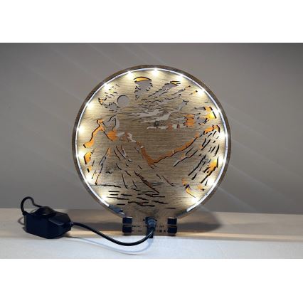 Li-Go 23595/DUB2 - LED Stmívatelná stolní dekorace LED/12W/230V 20x22 cm dub/medvěd