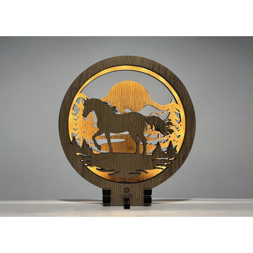 Li-Go 23598/DUB2 - LED Stmívatelná stolní dekorace LED/12W/230V 20x22 cm dub