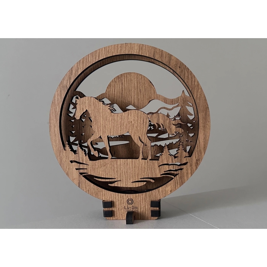 Li-Go 23598/DUB2 - LED Stmívatelná stolní dekorace LED/12W/230V 20x22 cm dub