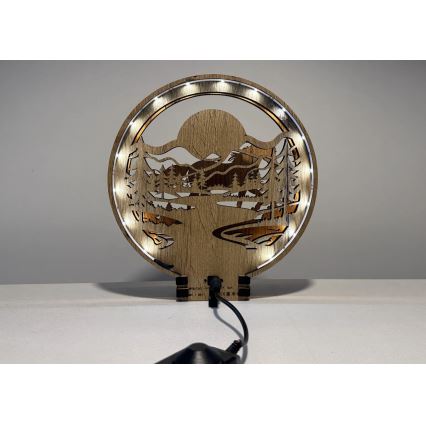 Li-Go 23598/DUB2 - LED Stmívatelná stolní dekorace LED/12W/230V 20x22 cm dub